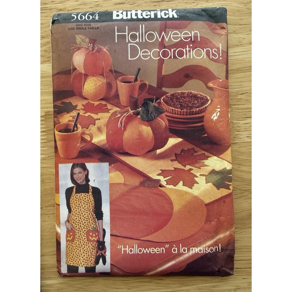 Butterick Pattern 5664 Door Hanging, Runner, Pumpkins, Cat, Apron, Placemats UC‎